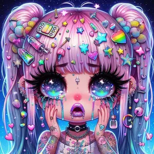 5D DIY Full Drill Round Diamond Painting - Diamond Art Kit Rainbow Hair Accessories, Star Heart Shape, Colorful Background. Mosaic, Canvas - DIY Decor, Home Wall Art, Perfect for Halloween, Christmas, Independence Day, Birthday, and Anniversary Gifts.