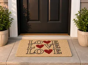 Simply Home Warm Welcome Decorative Doormat – Cream 16x24 Inch Anti-Slip Durable Stylish Entryway Mat