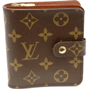 Pre-owned Louis Vuitton Canvas Small Leather Goods Monogram compact zip wallet