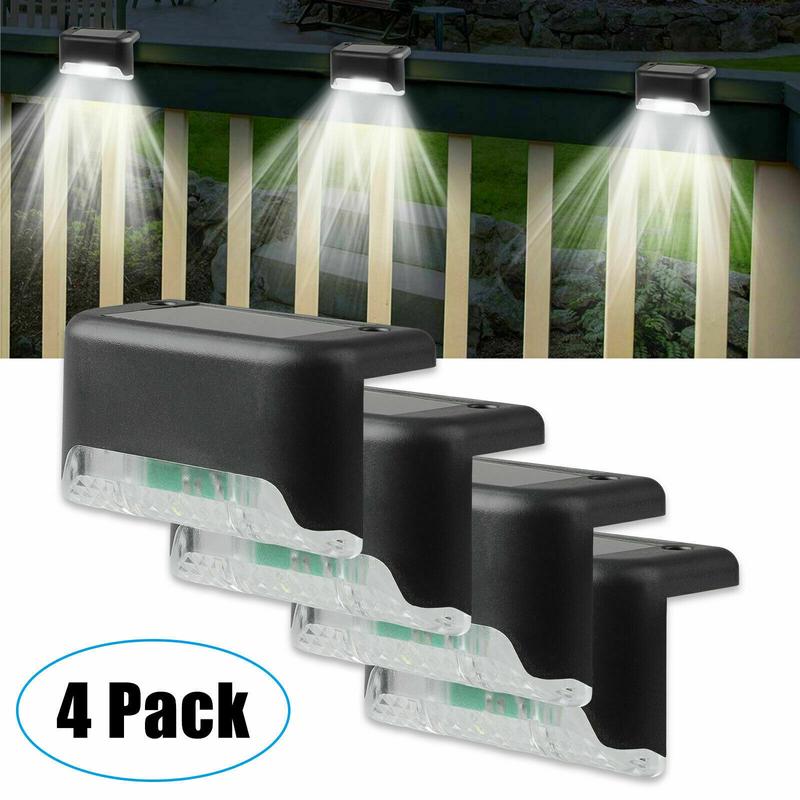 4pcs Solar Step Lights Outdoor Waterproof, Solar LED Bright Deck Lights, Solar Led Lights Outdoor for Garden, Courtyard, Steps, Sidewalks, Rail, Balcony, Easy To Install | White Lights, Christmas Decorations Lights