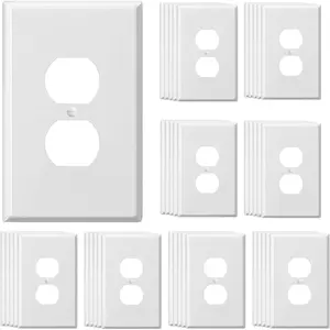 Oversized Duplex Receptacle Outlet Wall Plate 40Pack Jumbo Electrical Outlet Covers Extra Large Switch Plates, Over-Size 1-Gang 5.5" x 3.5", Gloss Finish Dual Receptacle Faceplate
