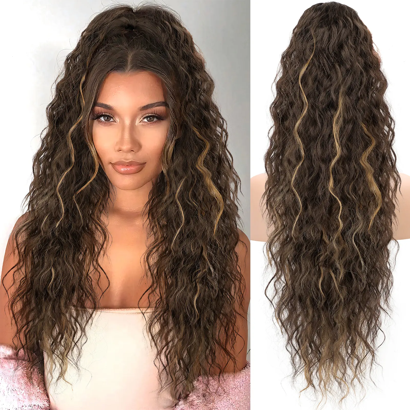 Chocolate Brown with Caramel Blonde Claw clip Pony