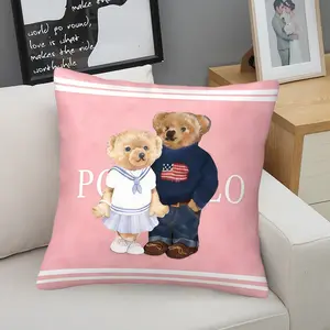 Polo Bear Pattern Pillow, 1 Piece Includes Pillow Core, Seasonal Decorative Item Suitable For Sofa, Bedroom, Car, Soft And Durable, Daily Holiday Birthday Gift For Children And Adults, Soft Cushions
