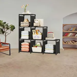 Book Shelf,Assembled Storage Rack,6 Cube Storage Organizer, DIY Bookcase,Book Case For Bedroom, Living Room,Office,Closet, Black Cubicle Rack