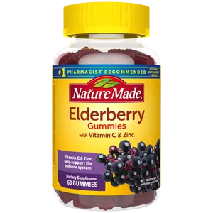 Nature Made 100 mg Elderberry Gummies with Vitamin C and Zinc, Immune Support Wellness Supplement
