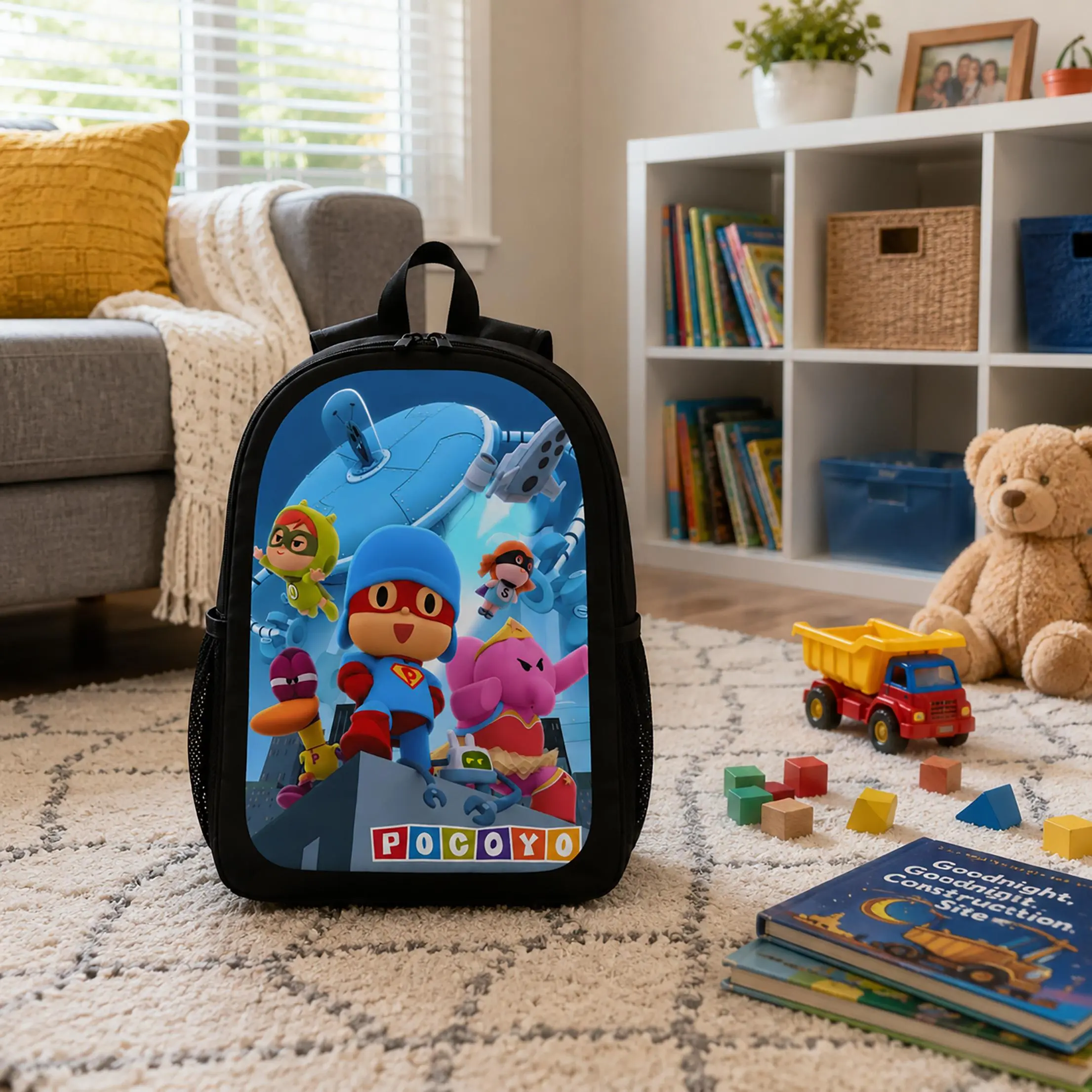 POCOYO Backpack Set 3Pcs Kids School Bag Lunch Bag Pencil Case Cartoon Character Print Backpack Lightweight Travel Bookbag Back To School Gift For Boys Girls Students Cute Daypacks Childrens Bag