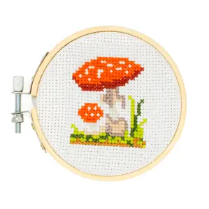 Mini Cross Stitch Embroidery Kit - Mushroom
