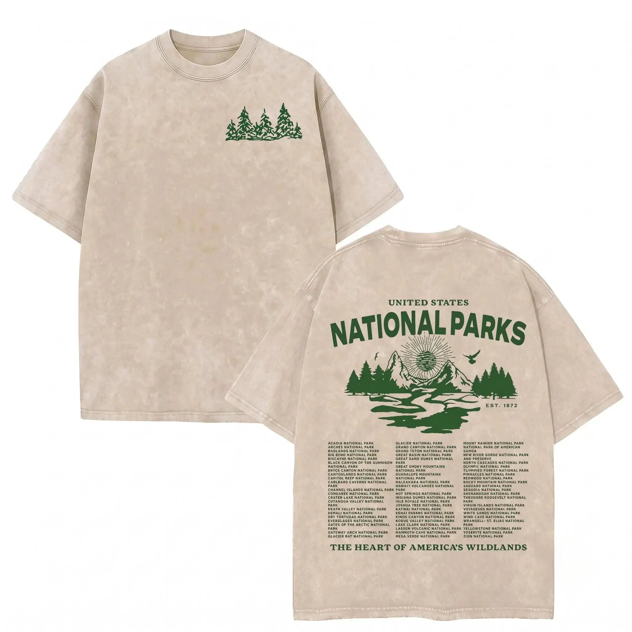 Vintage Wash National Parks Graphic Tee-Oversized tee,Acid wash t-shirt,Vintage washed shirt,Heavyweight tee,Gothic streetwear,Grunge aesthetic,Y2K retro,Harajuku style, streetwear,Graphic te