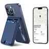 Magnetic Wireless Phone Wallet for iPhone 17, [with iPhone Find My] (iOS Only), Strong Magnetic Vegan Leather Case with Adjustable Stand & Tracker, 6-Card Holder, Blue Mobile Phone Accessories