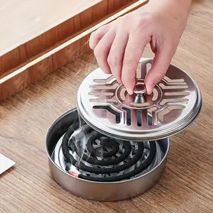Stainless Steel Mosquito Coil Holder, 3 Counts Fireproof & Heat Resistant Mosquito Coil Tray, Home Fragrance Holder for Home Office Dormitory Apartment