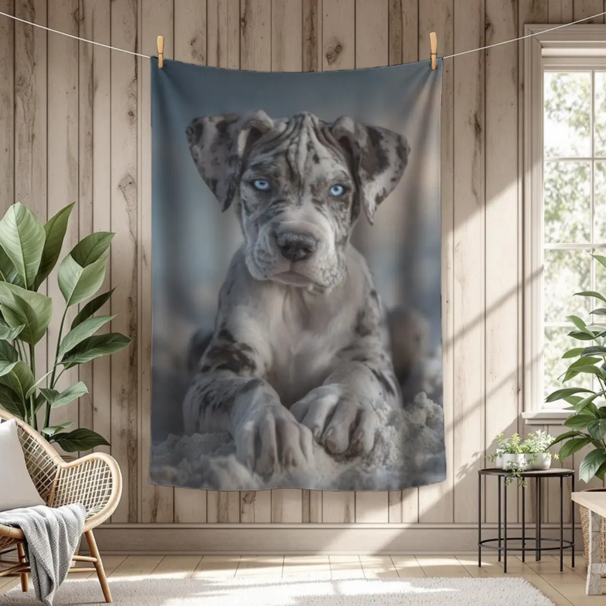 1 Piece Comfortable Great Dane Puppy Throw Blanket - Soft and Durable Acrylic, Gray and White Pattern, Suitable for Living Room or Bed Decoration, Daily Use, All-Season Comfort, Bed Decoration Accessory |   Modern style |   Acrylic Blanket, Bed Blanket