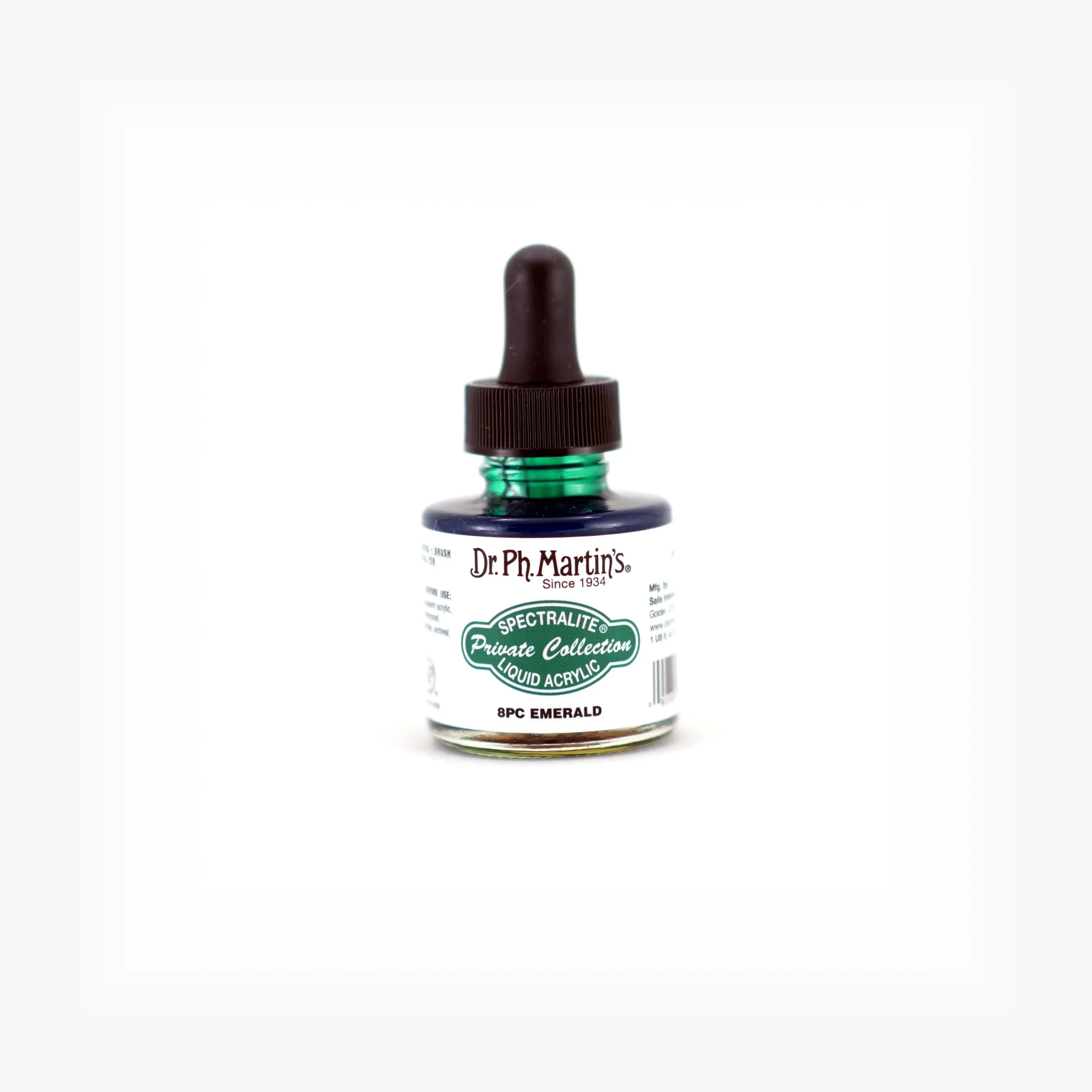 Dr. Ph. Martin's Spectralite Private Collection Liquid Acrylics (8PC) Arcylic Paint Bottle, 1.0 US fl oz, Emerald, 1 Bottle