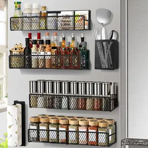 Fridge Shelves with Strong Magnets, 6 Packs including Paper Towel Holder, Kitchenware Holder Metal Organiser Racks Cabinet
