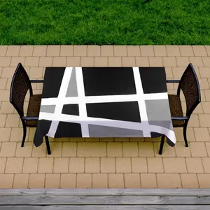 360 Stand Large Rectangular Black & White Abstract Shapes Tablecloth - 58x102 in Soft Household Kitchen Linen Textile, for Indoor & Outdoor Use (C1TCLRGEWH3G5D), Modern, Rectangle Tablecloth