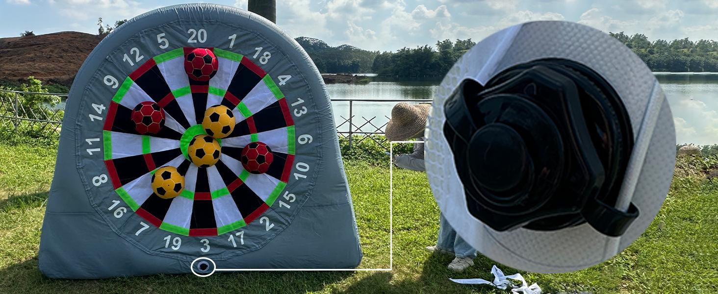 SAYOK Giant 6FT Inflatable Soccer Dart Board Game Set - PVC/Oxford Cloth with Dual-Layer Armor Design, 6 Balls, Pump, 18+ Games Included, for Backyard Birthdays, Tailgates (All Ages)