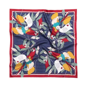 "El Amor" Silk Bandana - Tropical Red & Blue