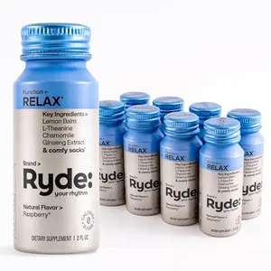 Delicious Science Ryde: Relax Shot | Raspberry  Relax Shot | Lemon Balm, L-Theanine, Ginseng & Chamomile | Zero Calories & Sugar Free |  2 FL OZ Shots | Helps You Relax* (8 Pack) | Natural Ingredients, Amazing taste