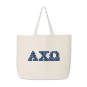 Alpha Chi Omega Denim Sorority Letters Canvas Tote Bag