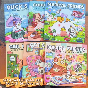 3/6 Pieces Cute Coloring Book Set, Art Sketchbooks, Art Crafting Kit, Rich Patterns, Enjoy Drawing Process, Stress Relief Art, Perfect for Daily Leisure & Holiday Gifts