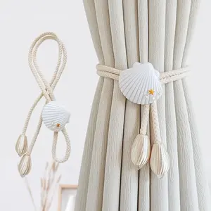 Classic Shell-Shaped Curtain Tieback, Elegant Woven Resin Curtain Ring, Bedroom and Living Room Decor, Coastal Charm Home Decoration