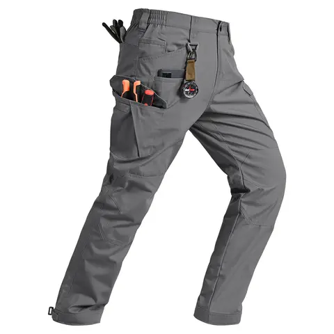GOPUNE Men's Tactical Water Resistant Cargo Work Pants Ripstop Tactical Hiking Military Construction Outdoor Pants 10 Pockets