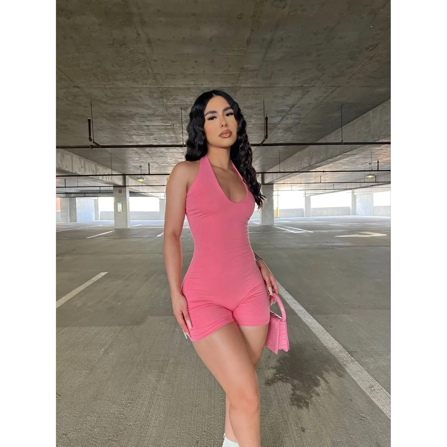 Holly Halter Romper (Rose)