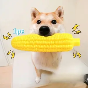 Dog Chew Toy, Durable Corn Shape Puppy Teething Stick, Milk Scented Interactive Pet Treat, Noise-Making Dental Care Doggy Snack