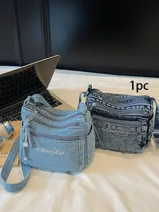 Simple Crossbody Bag, Unisex Shoulder Bag, Casual Denim Design, Large Internal Space, Perfect for Travel, Outdoor Activities, Commuting