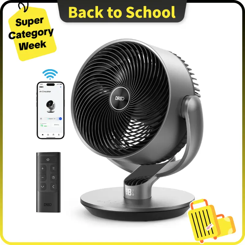 Dreo Smart Fans for Bedroom, 11 Inch, 25dB Quiet DC Room Fan with Remote, 120°+90° Oscillating Fan, 6 Modes, 9 Speeds, 12H Timer,Works Alexa/Google/WiFi/Voice Control, Silver, Oversize (DR-HAF004S) Portable Modern Silent Adjustable, Led Display, Design