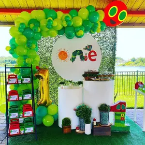 141pcs Green Caterpillar Balloon Garland Kit For First Birthday Baby Shower Kids Hungry Caterpillar Themed Party Decoration (Green) Hand Pump
