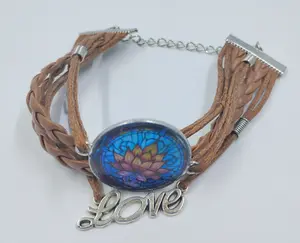 Lotus Flower Leather Bracelet