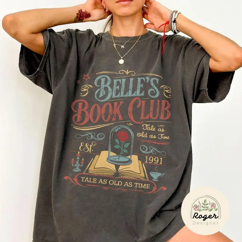 Comfort Colors Vintage Retro Belle's Book Club shirt, Tale as old as time Beauty and the Beast shirt, Belle Princess Tee, Book lover gift for her shirt