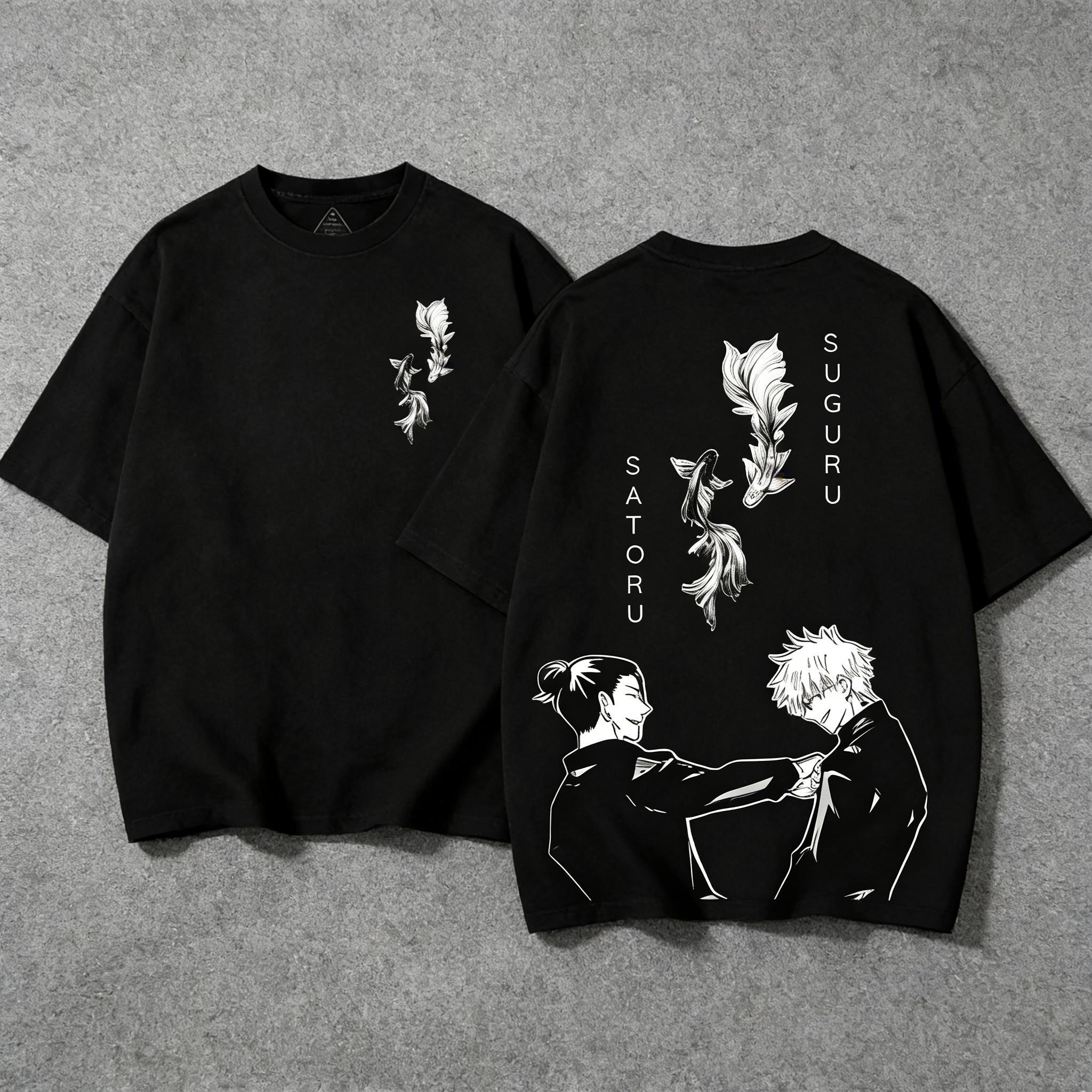 Gojo Satoru Geto Suguru Besties JJk Jujutsu Kaisen Anime Manga 2 sided Washed T-shirt Fit graphic t-shirts Menswear graphic tee Jujutsu Kaisen anime merchandise