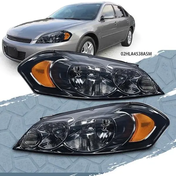CROSSDESIGN Vehicle-Specific Bolt-On Fit LED Amber Car Headlights with Smoke Lens, Easy-Install LED Kit Headlight Assemblies for 06-13 Chevy Impala & 06-07 Chevy Models Monte Carlo