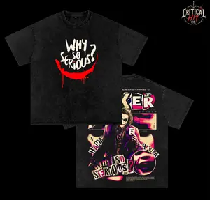 The Joke Gotham Grime "Why So Serious" Washed Tee Gift for movie fans Top Apparel Classic Oversized Seamless Simple Straight Man designer shirts Men's Regular Fit Floral Print Tee Heavyweight Cotton T-Shirts