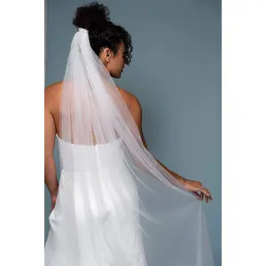Veil Simple White Ivory Blush Veil Long or Short Cathedral Fingertip Veil with Metal Comb
