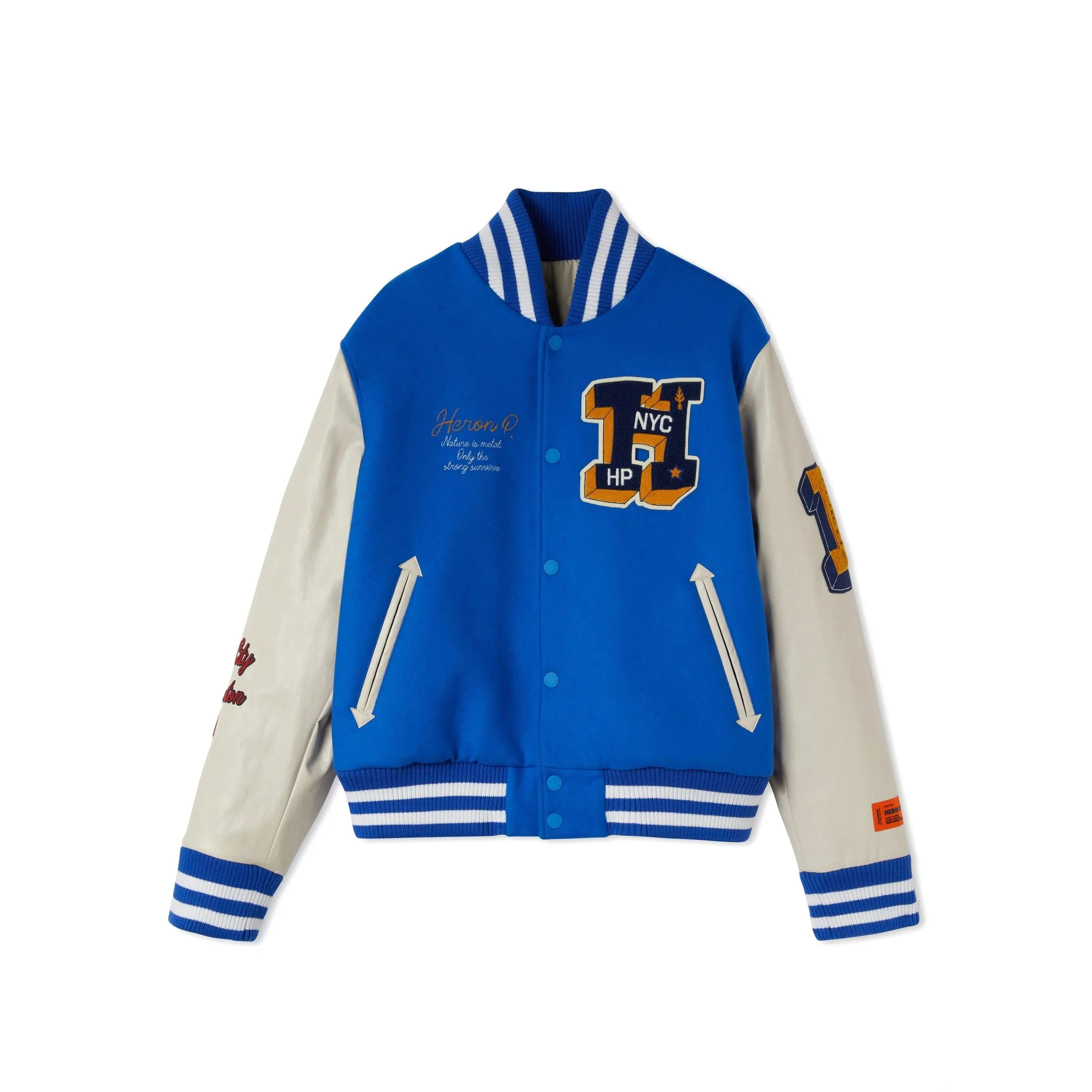 HERON PRESTON Patches Varsity Jacket Mens Apparel