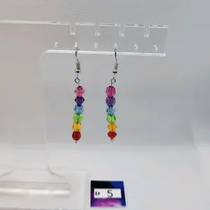Rainbow Bead Dangle Earrings