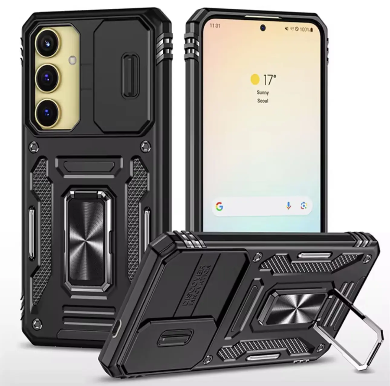 Rugged Defender Case ( For Samsung Galaxy S24 / S24+Plus / S24 Ultra / S24FE ) Shockproof Heavyduty With Camera Cover and Kickstand Ring Casing