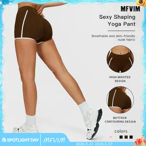 MFVIM Women's High-Waist Quick-Dry V-Back Yoga Shorts - Female Comfortable Sports Bottoms for Outdoor Running, Fitness