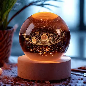 Metaphysical Crystal 3D Solar System Crystal Ball 60mm Universe Gifts with Laser Engraved Model Astronomy Decor and Gift for Kids Physics Enthusiasts and Space Model Collectors Halloween Gift Sets Gifts Boyfriend Funny Gift Father's Day