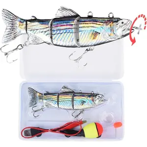 Robotic Swimming Fishing Electric Lures 5.12" USB Rechargeable LED Light Wobbler Multi Jointed Swimbaits Hard Lures Fishing Tackle