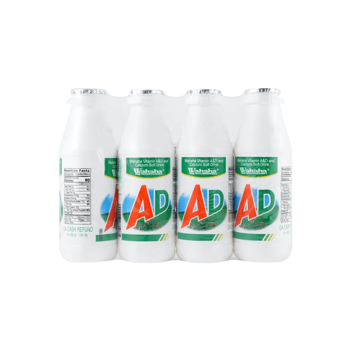 WAHAHA AD Calcium Milk Drink - 4-Bottle Pack, 880ml - Fun & Nutritious Beverage for Kids & Adults