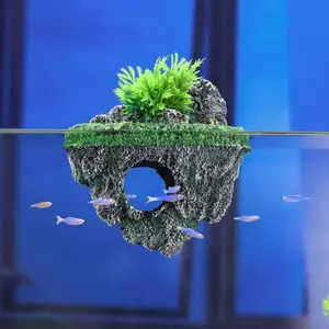 Aquatic Oasis Fish Tank Landscape with Suspended Stones Floating Ornaments Simulation Decorative Stones Ecological Backdrop Artificial Rockery Stone Gifts