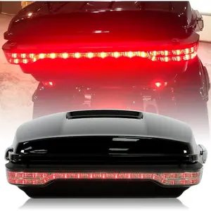 Chopped Tour Pack Trunk Tail Box w/Wrap Light Compatible with 2014-2024 Harley Touring Models Street Glide Road Glide Road King Electra Glide Rear Brake Tail Light Motorcycle Trunk Luggage