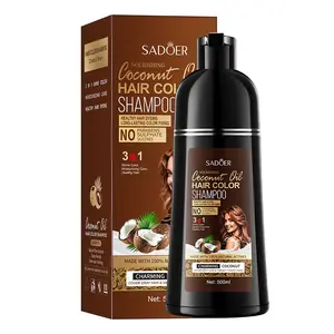 3-in-1 Hair Dye Shampoo – Covers Gray Hair, Herbal Formula, Coconut Extract Included, Natural Hair Color, Black or Brown Dye Grey Hair Coverage Nourishing