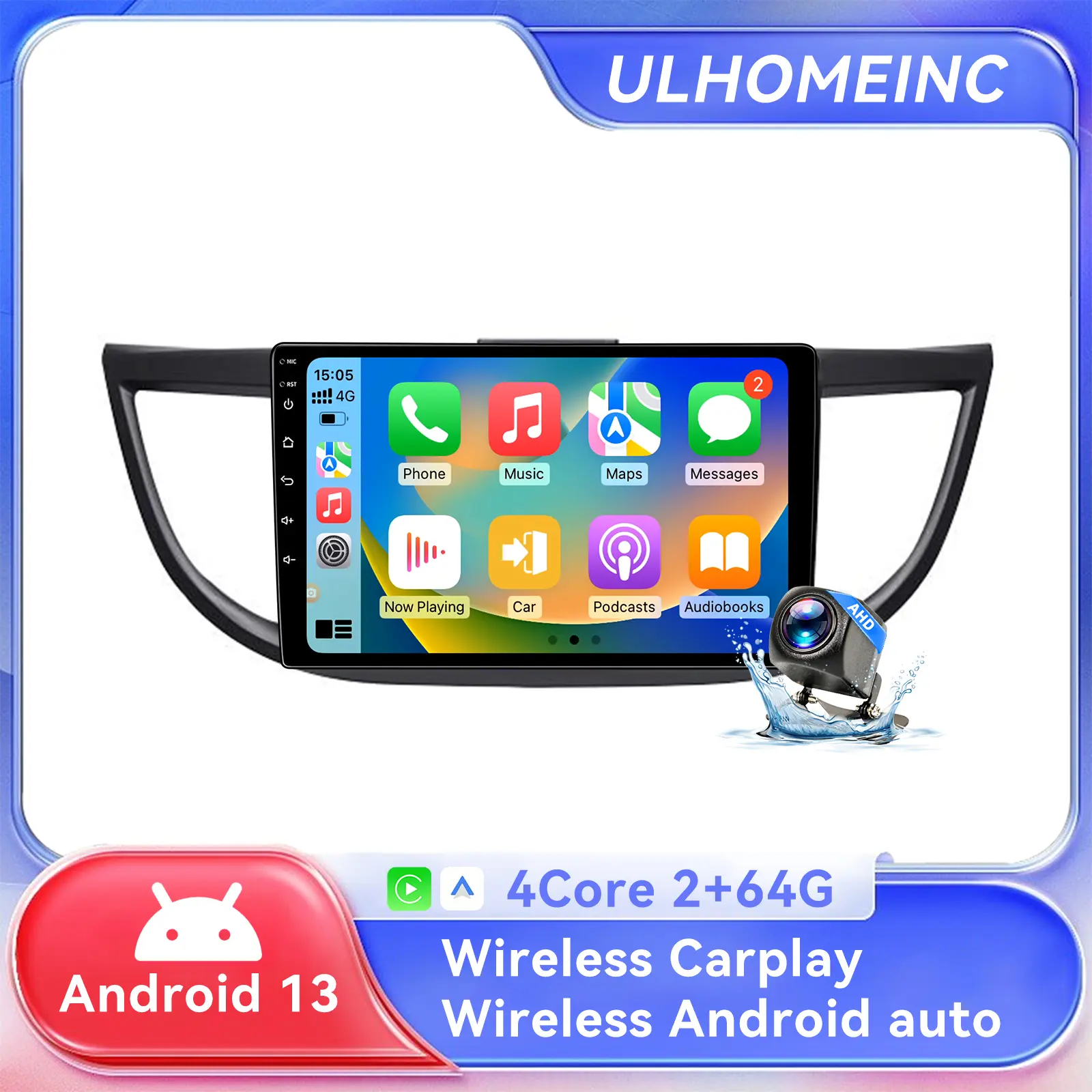 Android 13 Car Stereo for Honda CRV 2012 2013 2014 2015 2016, 10" Touch Screen Radio with Wireless Carplay/Android Auto, WiFi, Bluetooth, Backup Camera, SWC, Built-in GPS, 2G+64G