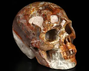 Skullis Crystal Skull, 1.4" Red Crazy Lace Agate Hand Carved Crystal Skull, Realistic, Crystal Healing, Fine Art Sculpture,Gift