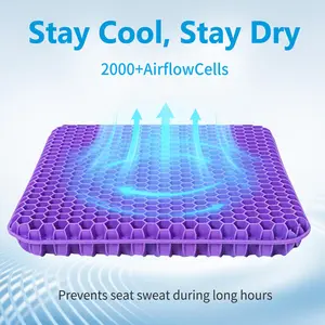 [Oversized XXL] Double Layer Honeycomb Gel Seat Cushion 20"x20" – Ultra Breathable, Soft Cushioning & Shock-Absorbing Support | 1.8" Thick Design for Tailbone Relief, Office Chair, Truck & Long Sitting