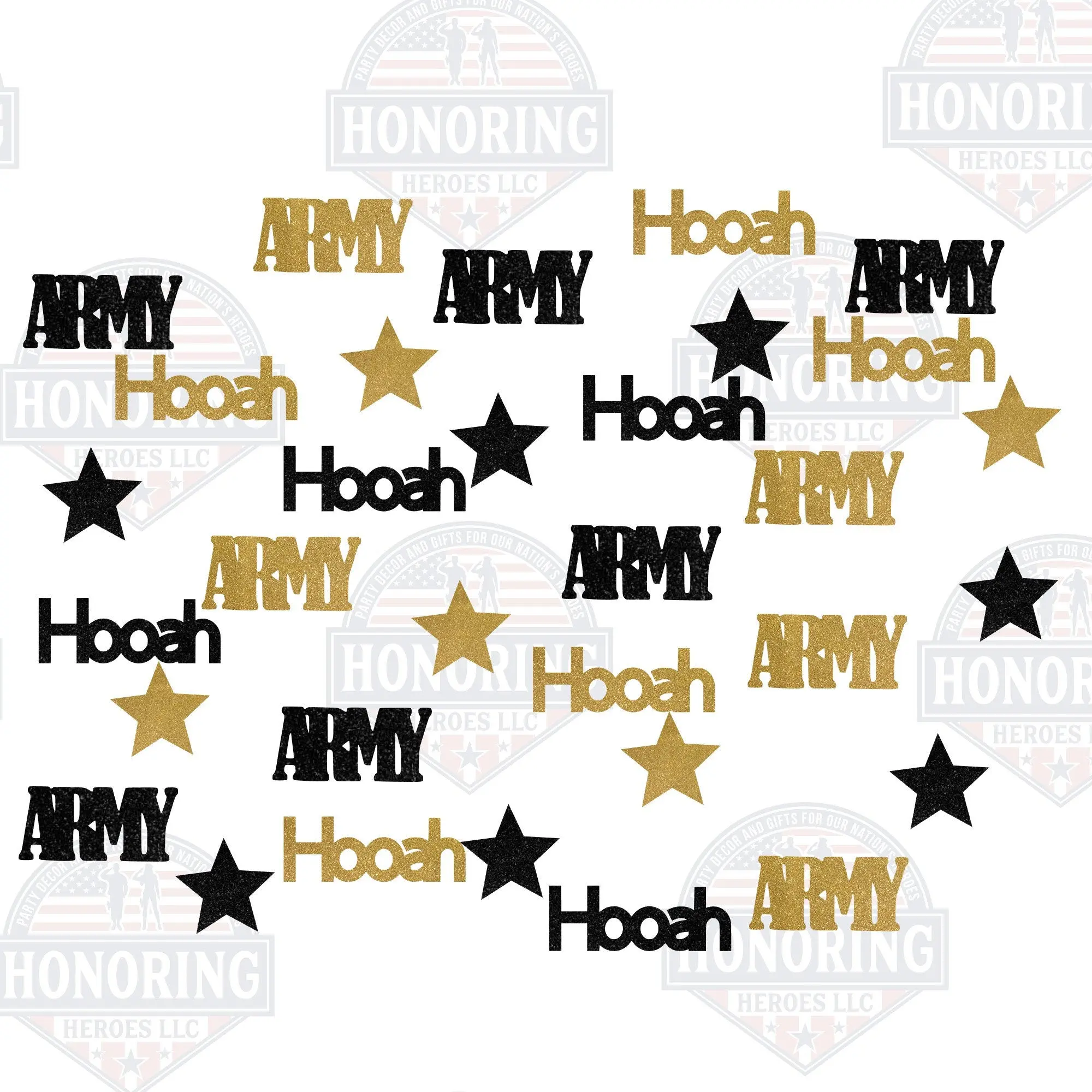 ARMY Confetti, Black & Gold Party Decorations NO SHED!